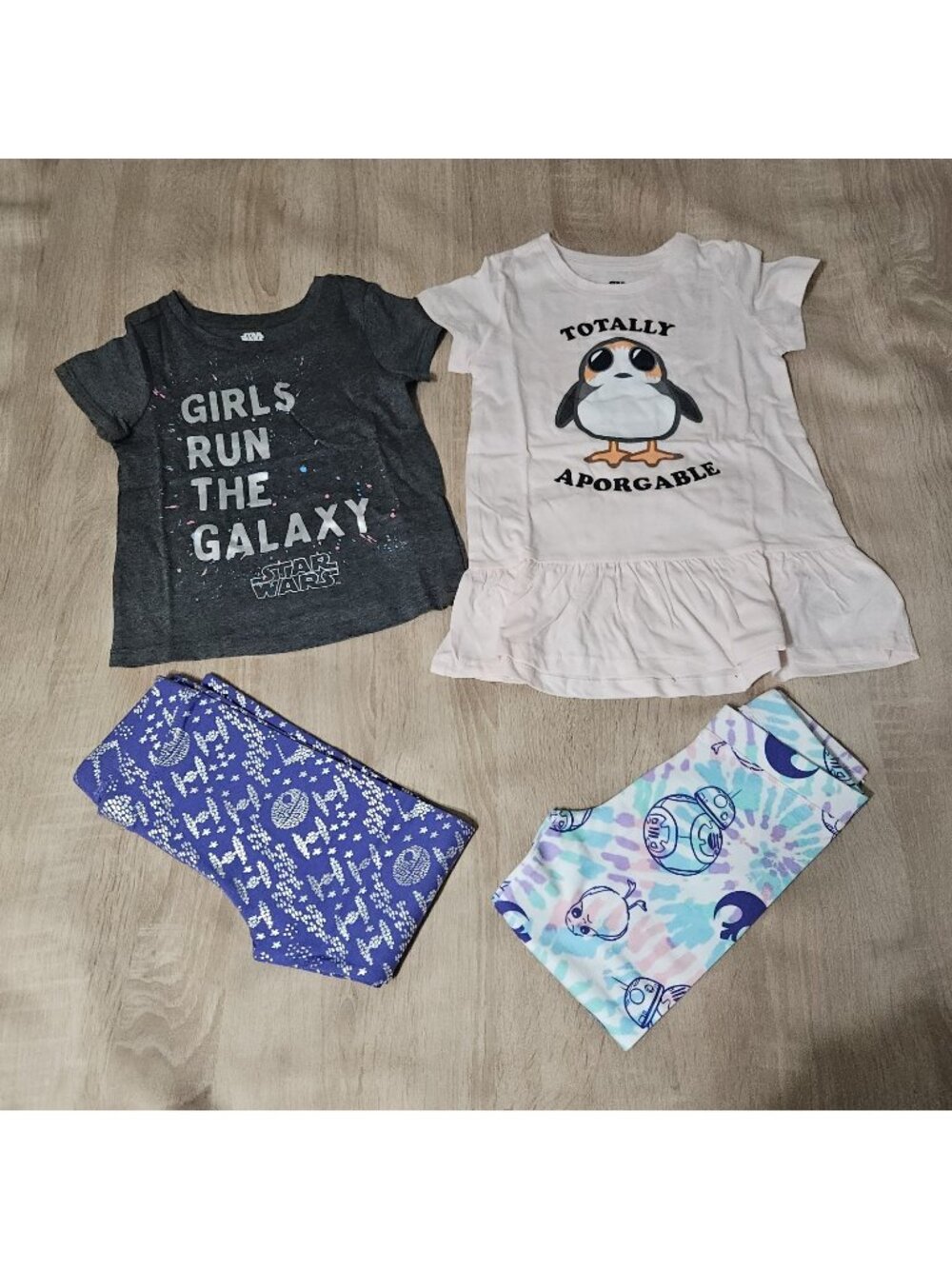 Star Wars Girls 5 Piece Outfits Set Size 4T  Dress Leggings Shirts Nwot